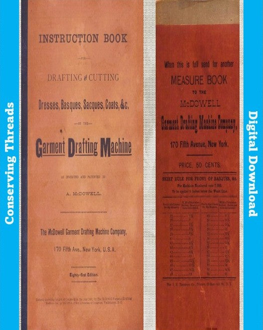 McDowell Drafting & Cutting Dresses / Measure Book. 1891 Instruction Book Garment Drafting Machine Co. Patterns. E-book DOWNLOAD. 📥