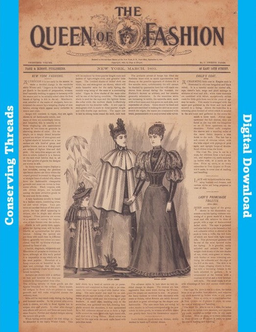 The Queen of Fashion, March 1893, Vol 20 No 7. E-book INSTANT DOWNLOAD. 📥