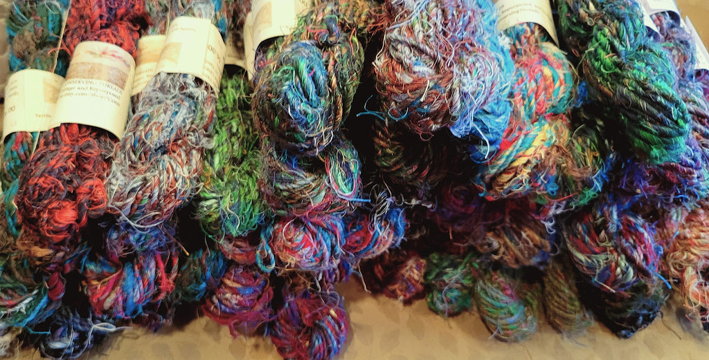 Linen Reclaimed Thread Skeins. Upcycled Hand-Spun Yarn.