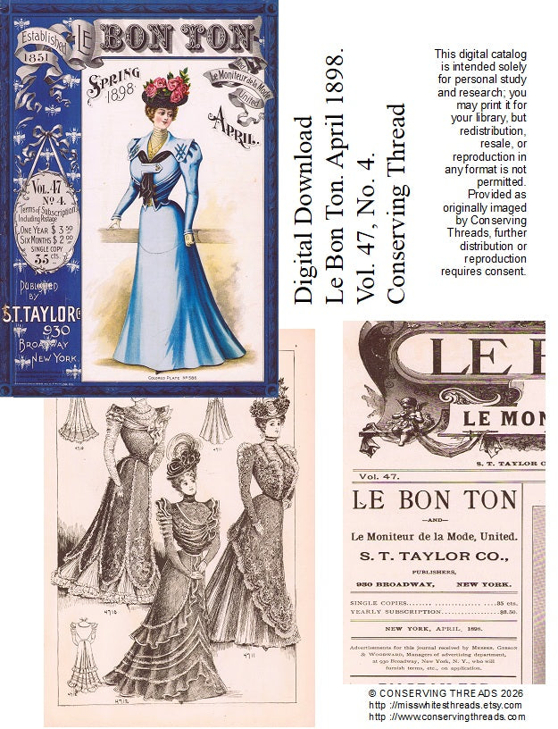 Le Bon Ton Le Moniteur de la Mode United, 1898 April. Monthly Catalog Monthly. Vol 47, No 4. E-book DOWNLOAD. 📥