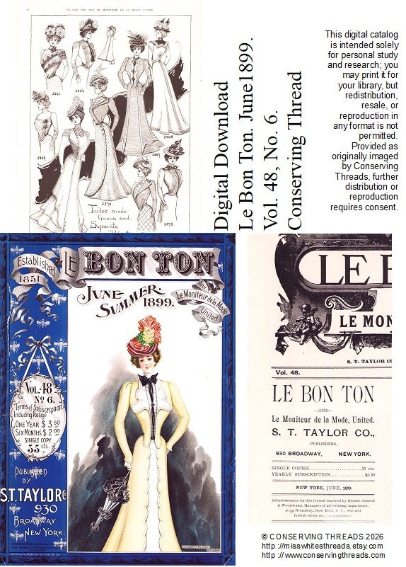 Le Bon Ton Le Moniteur de la Mode United 1899 June. Vol 48 No6. E-book DOWNLOAD.📥