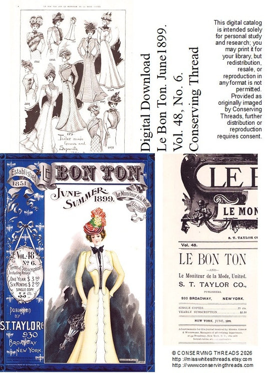 Le Bon Ton Le Moniteur de la Mode United 1899 June. Vol 48 No6. E-book DOWNLOAD.📥