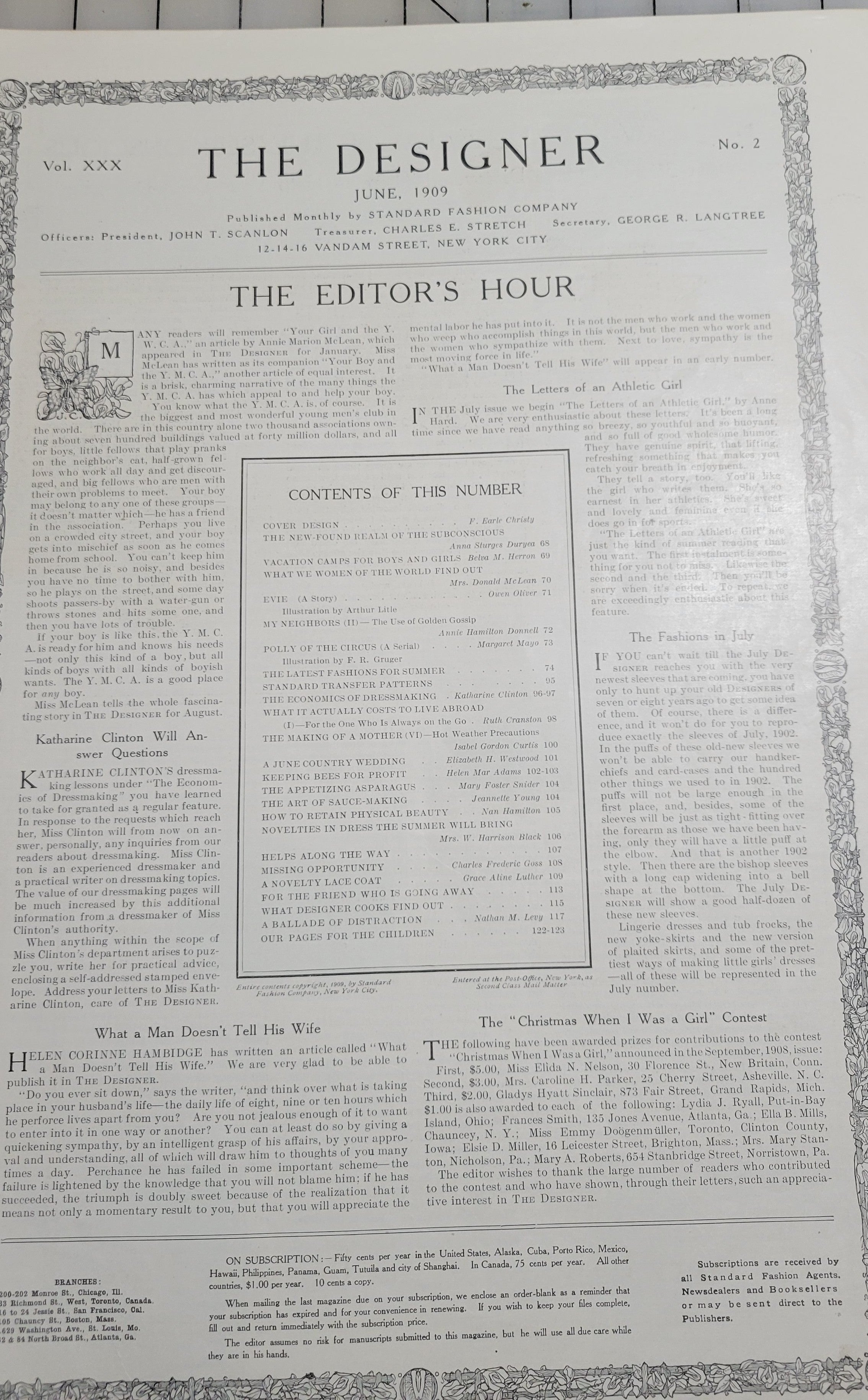 Original Designer June 1909 Standard Fashion Company New York