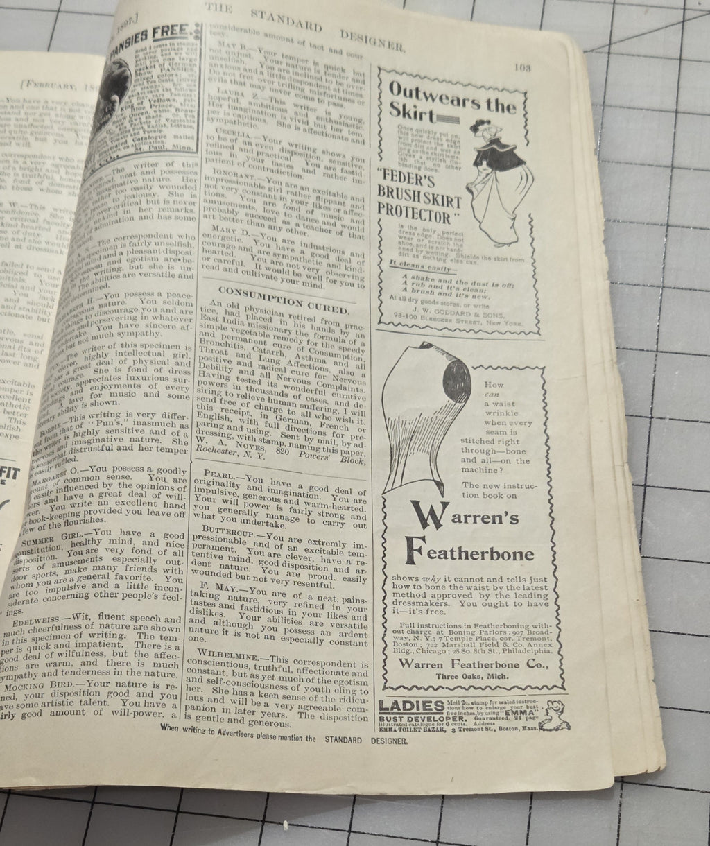 Standard Designer Feb 1897 Fashion Company NY Dress Ladies Booklet Catalog