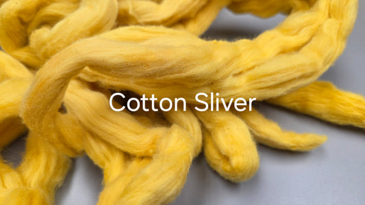 Cotton, 1/2 oz (0.5 ounce) Dyed Conventional Cotton Sliver, Small Batch Studio Dyed (Gold)