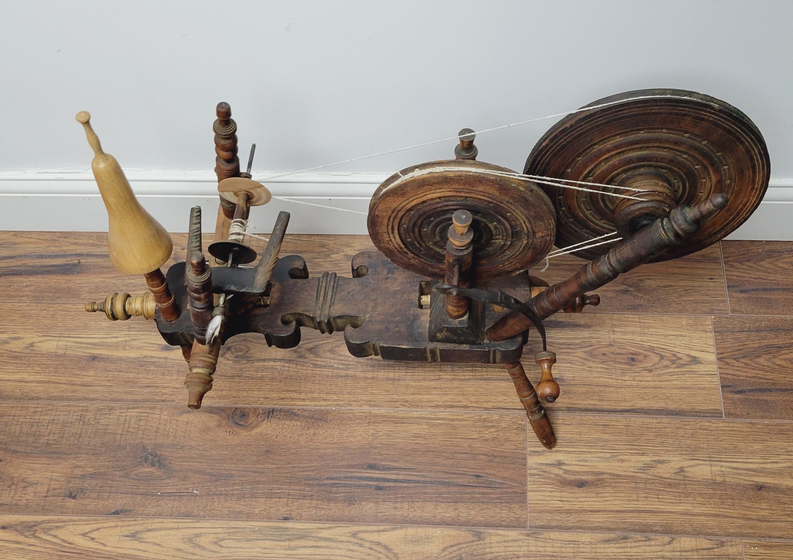 Antique Anatolian Charkha Table Top Spinning Wheel Wood Tool for Cotton