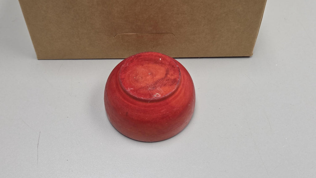 Spin Cotton Fiber Kit. Natural Upland Cotton Sliver. Hand-Painted Wood Support Bowl and Brass Tahkli Spindle. SK43 Red