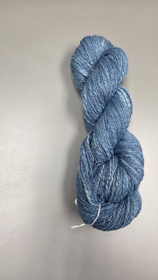 Cotton Yarn, Hand Spun, 2 Ply, Indigo Blue, Fingering Weight. Natural. 320 Yards.