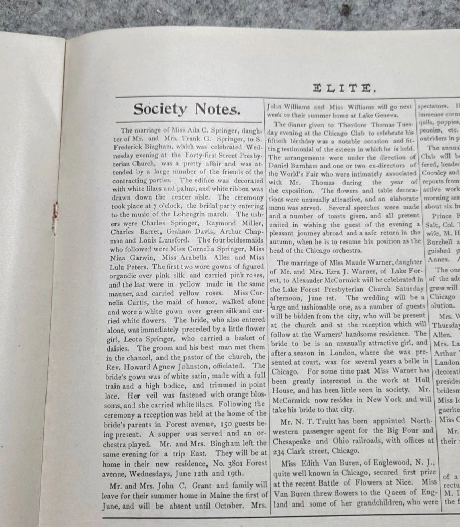 Elite The Illustrated Society Journal 1895 May Chicago Fashion Culture News