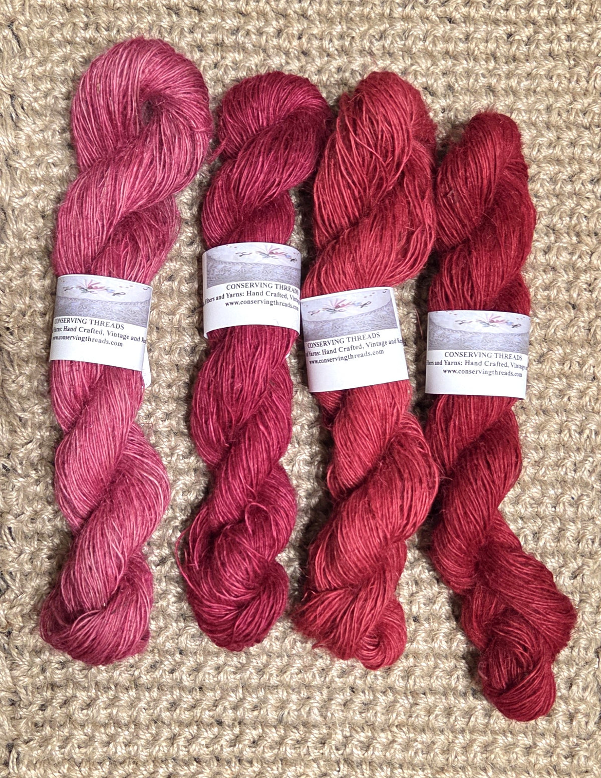Yarn Jute. Skein. Lace Weight. Small Batch Dyed. 200 Yards. Red