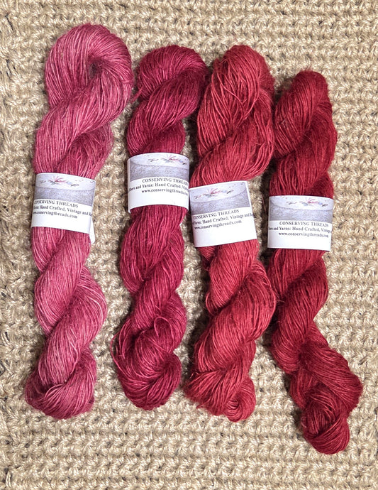Yarn Jute. Skein. Lace Weight. Small Batch Dyed. 200 Yards. Red
