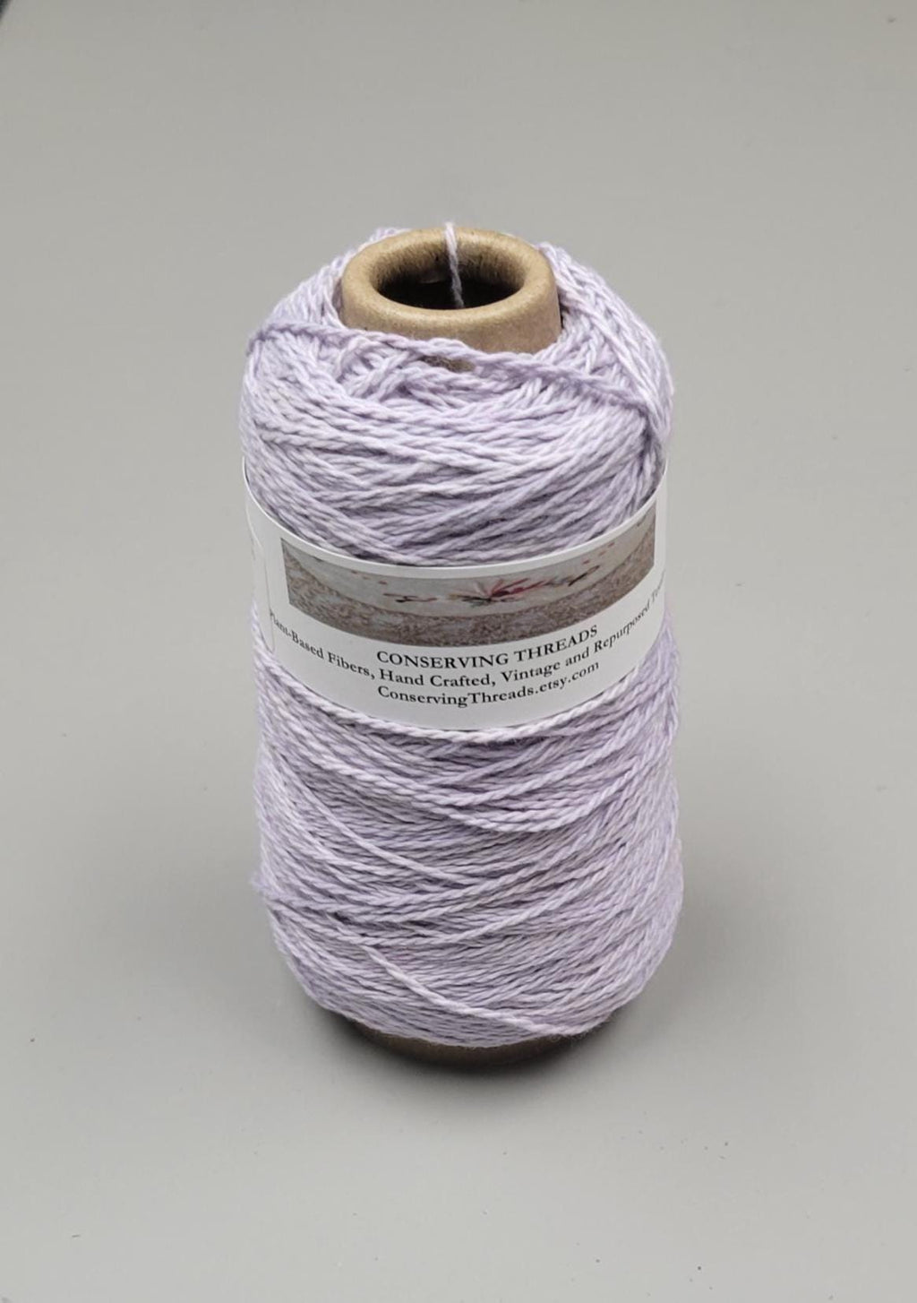 USA Cotton Yarn, Small Batch Dyed Light Purple Gray. Fingering Weight. 340 Yards. Cone
