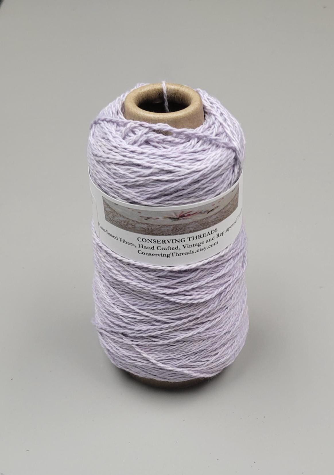 USA Cotton Yarn, Small Batch Dyed Light Purple Gray. Fingering Weight. 340 Yards. Cone