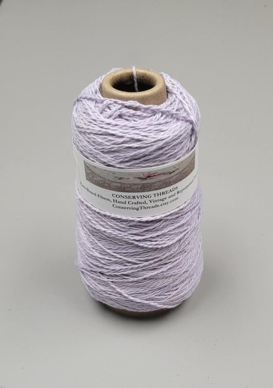 USA Cotton Yarn, Small Batch Dyed Light Purple Gray. Fingering Weight. 340 Yards. Cone