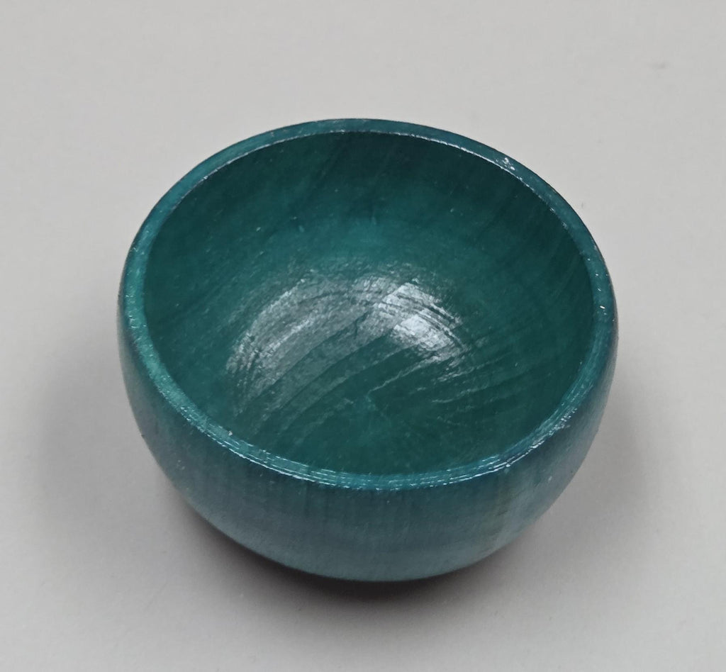 Spin Cotton Fiber Kit. Natural Upland Cotton Sliver. Hand-Painted Wood Support Bowl and Brass Tahkli Spindle. Teal