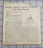Frank Leslies Ladys Journal Cut Paper Pattern #71 1870s Ladys Jacket Size 32