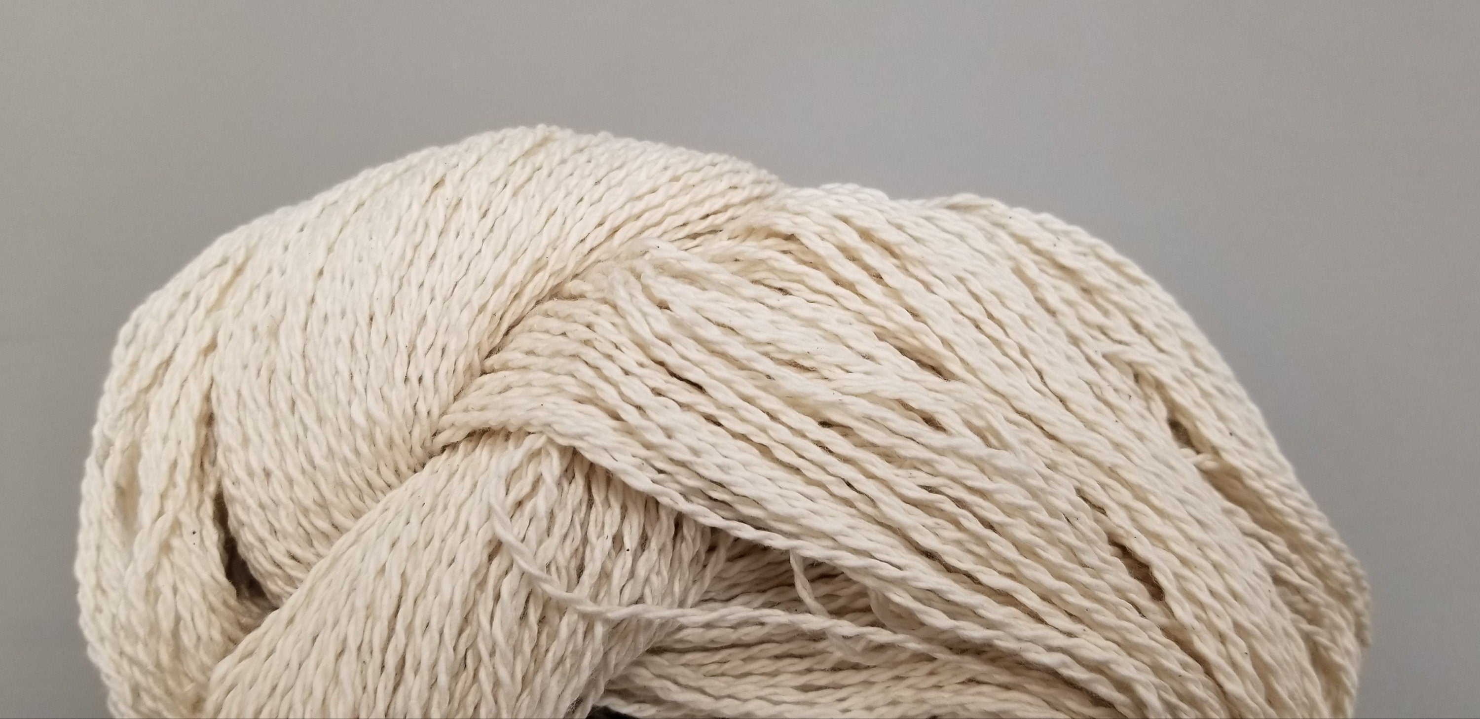 Cotton / Linen Blend Yarn "Monticello Collection" from Cestari Yarns. 75 Cotton / 25 Flax. Natural Fingering Weight.