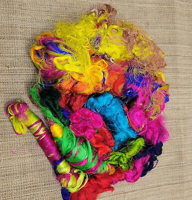 Reclaimed Silk Threads. 1 pound (16 ounce). Multi-Colored. 2nd Chance Fibers.