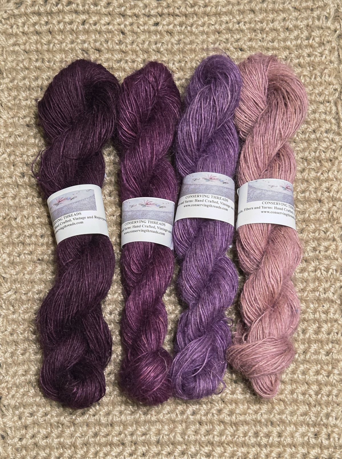 Yarn Jute. Skein. Lace Weight. Small Batch Dyed. 200 Yards. Purple