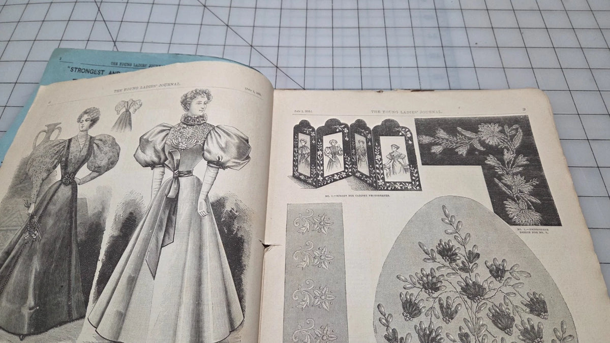 Young Ladies Journal Magazine 1895 July Fashion Illustrated Patterns American