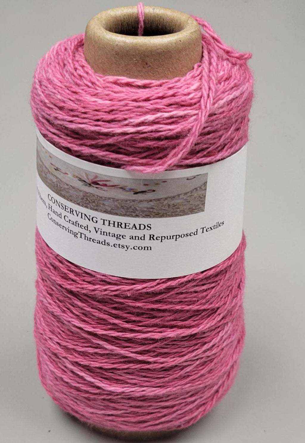 USA Cotton Yarn, Small Batch Dyed Pink. Fingering Weight. 340 Yards. Cone