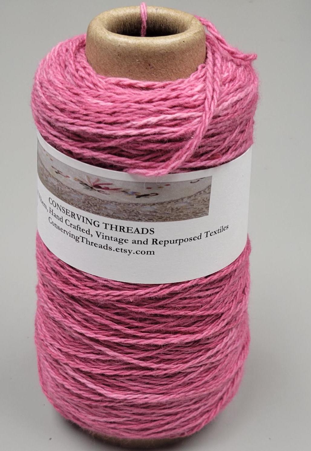 USA Cotton Yarn, Small Batch Dyed Pink. Fingering Weight. 340 Yards. Cone