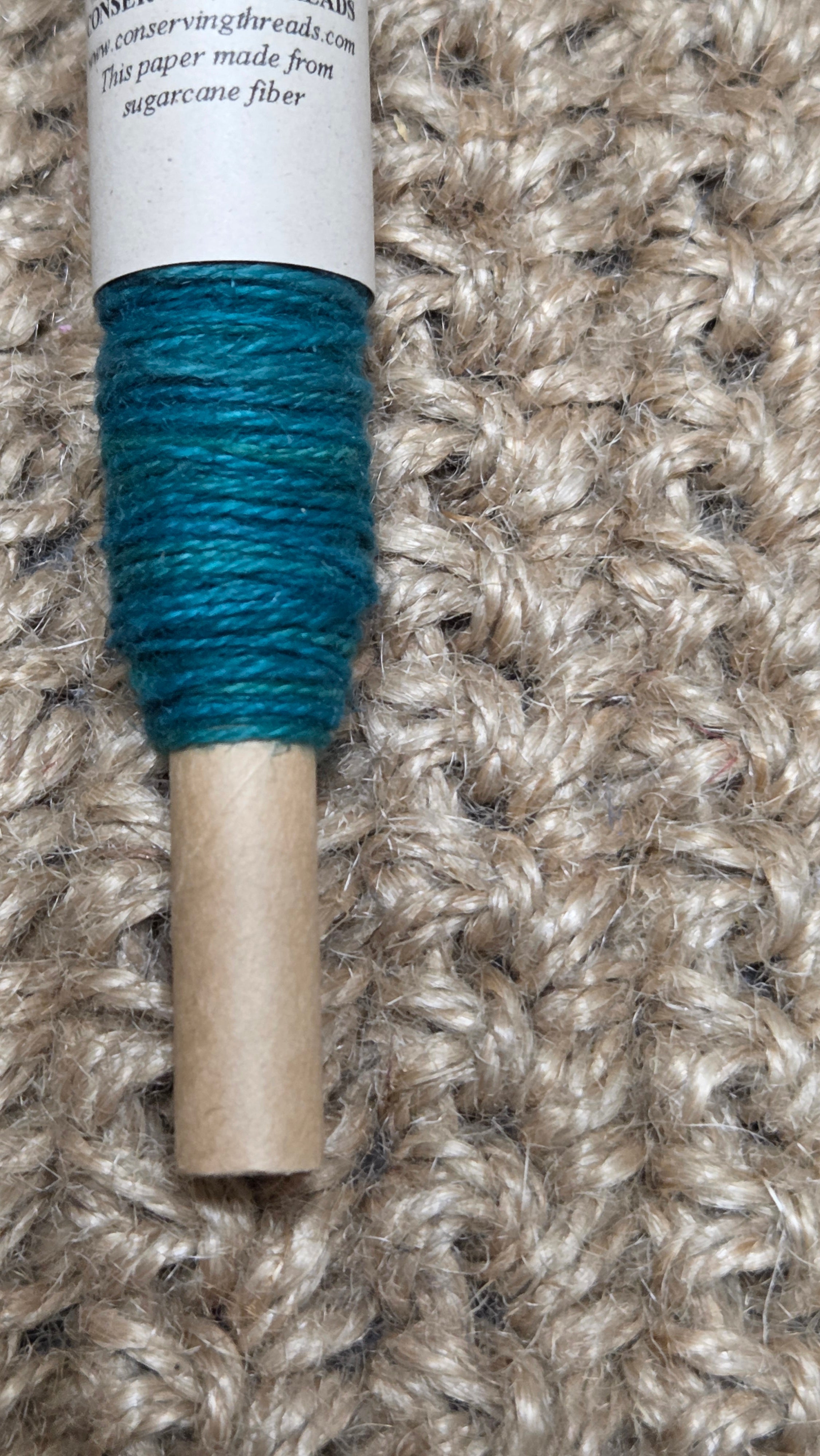 Thread Cotton + Hemp Blend, 25 Yards Spool. Green