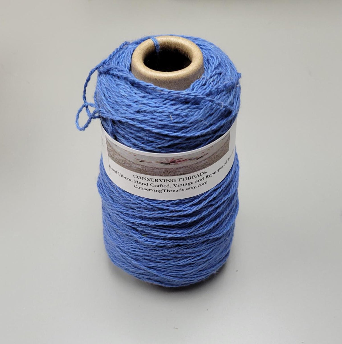 USA Cotton Yarn, Small Batch Dyed Blue. Fingering Weight. 340 Yards. Cone