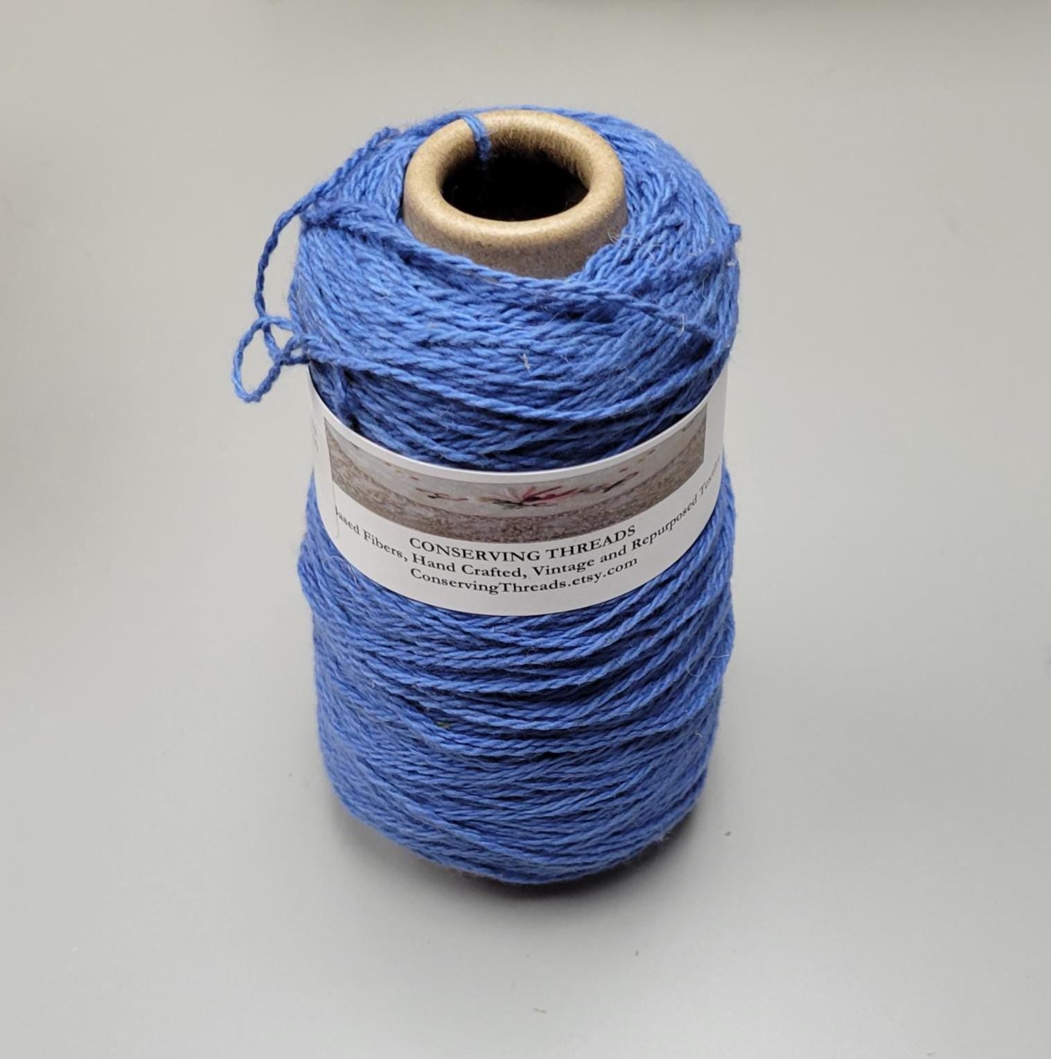 USA Cotton Yarn, Small Batch Dyed Blue. Fingering Weight. 340 Yards. Cone