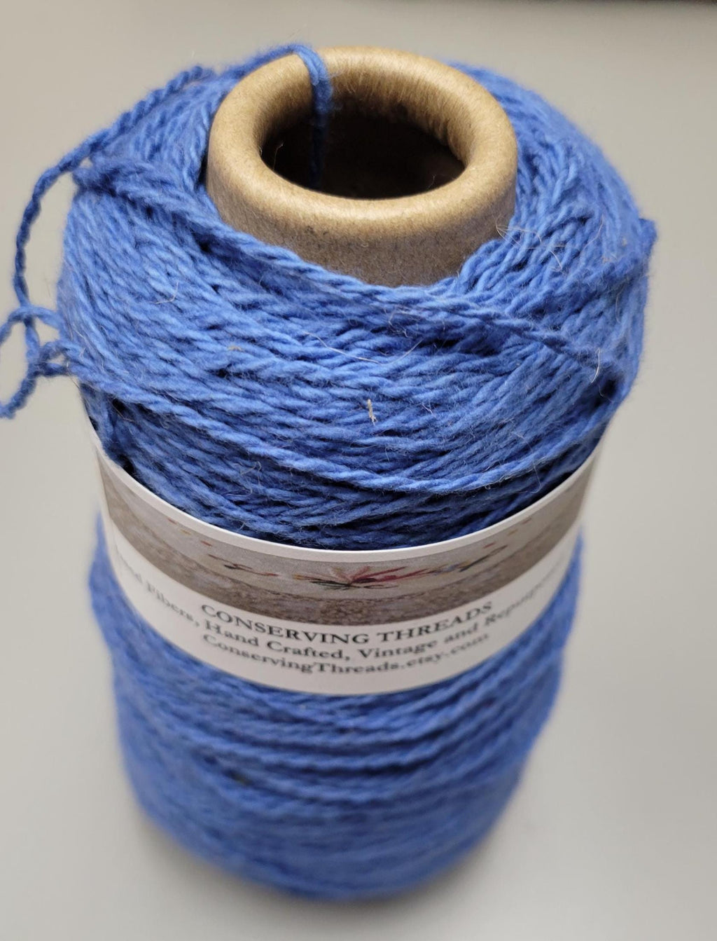 USA Cotton Yarn, Small Batch Dyed Blue. Fingering Weight. 340 Yards. Cone