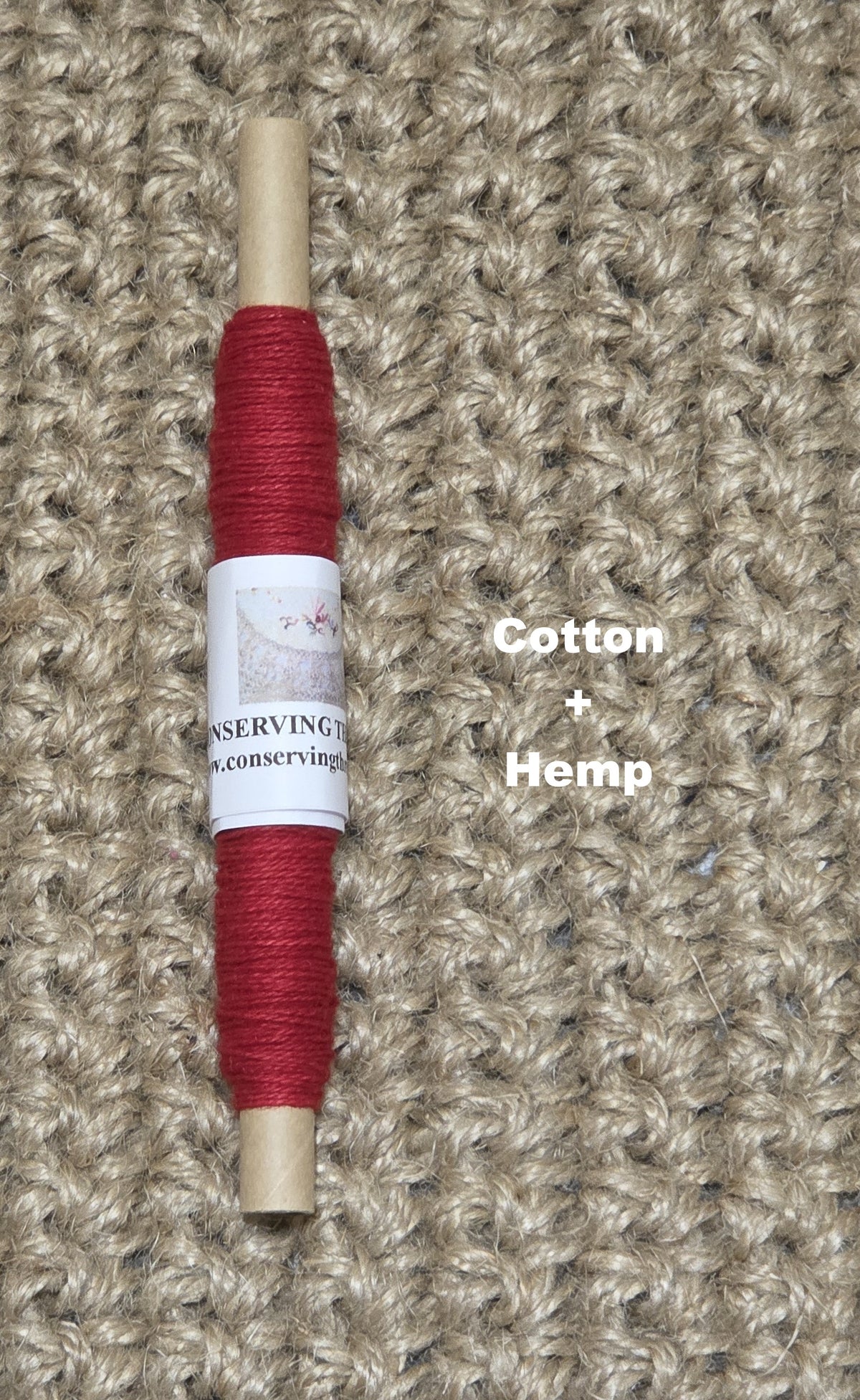 Thread Cotton + Hemp Blend, 25 Yards Spool. Red.