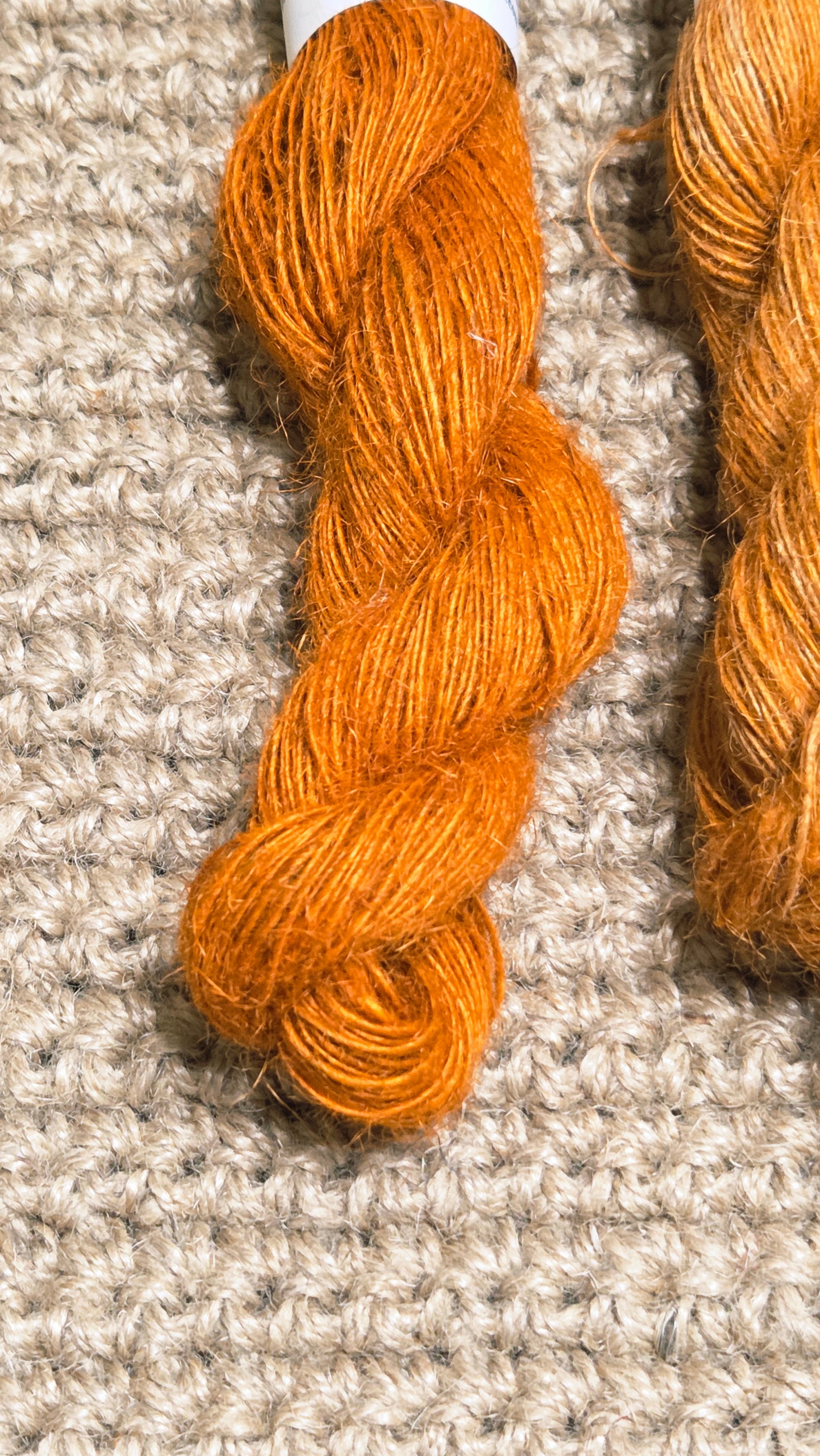 Yarn Jute. Skein. Lace Weight. Small Batch Dyed. 200 Yards. Orange