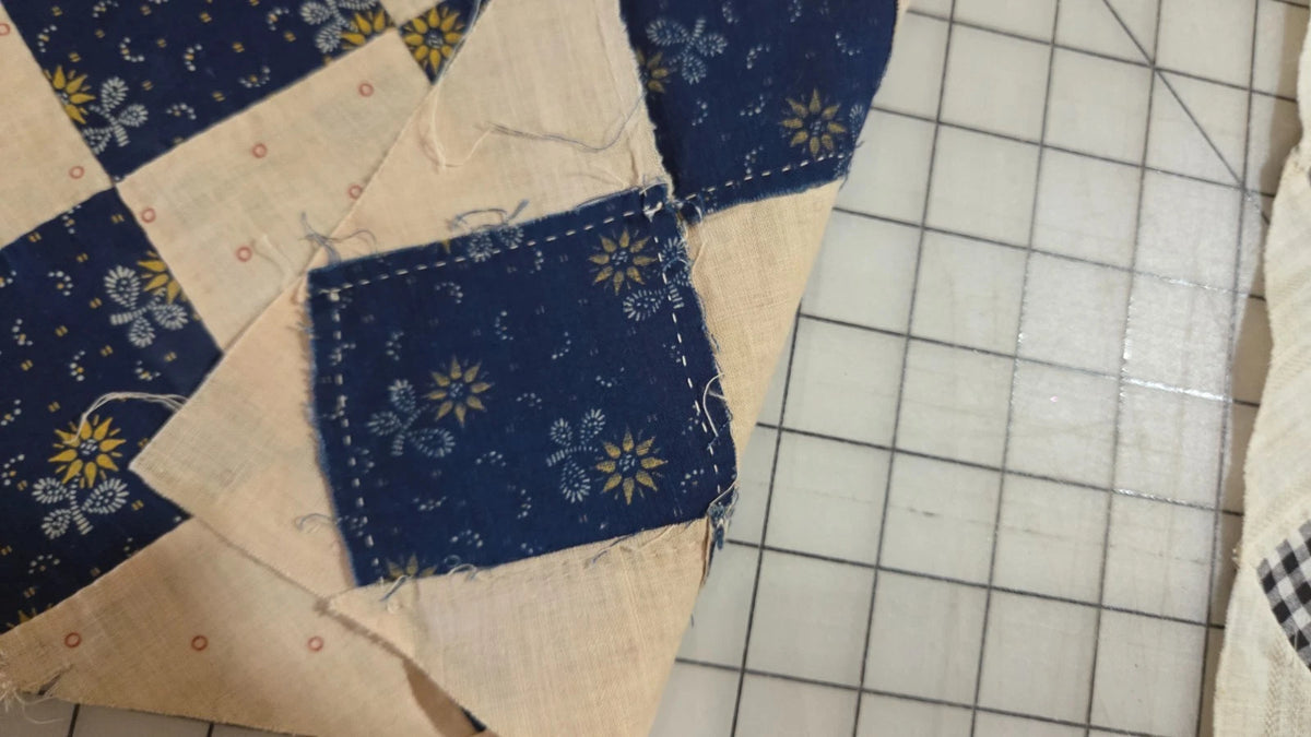 6 x Vintage Patch Quilt Blocks Unfinished Squares. 1900s - 1930s