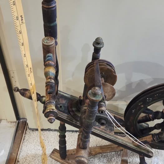Hungarian Style Flax Spinning Wheel Antique 19th Century Hand Painted