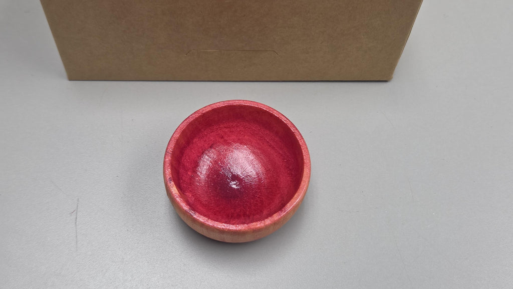 Spin Cotton Fiber Kit. Natural Upland Cotton Sliver. Hand-Painted Wood Support Bowl and Brass Tahkli Spindle. SK37 Pink Orange