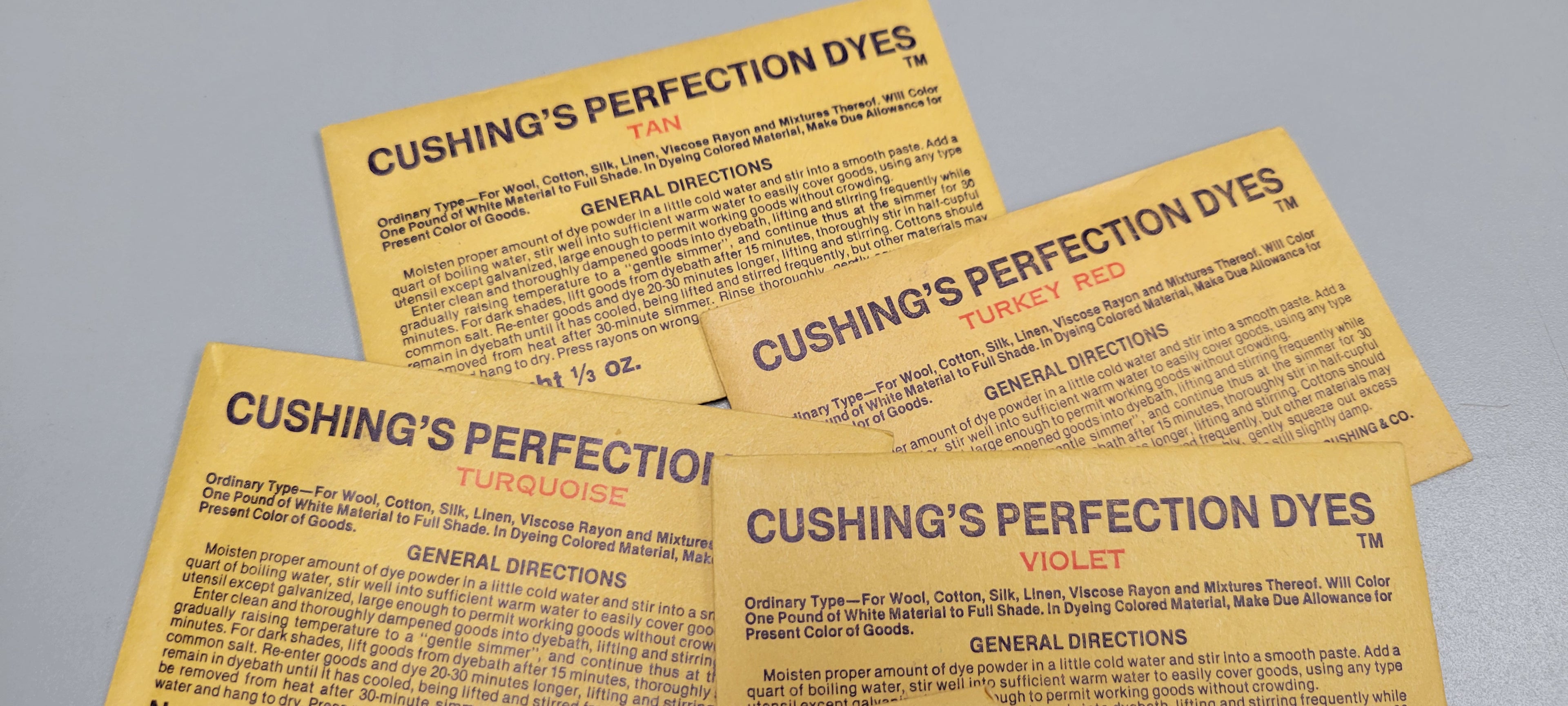 Cushing Perfection Dyes Ordinary Type Wool & Cotton. Vintage Packet. Dyeing Tips Printed Instructions Included.