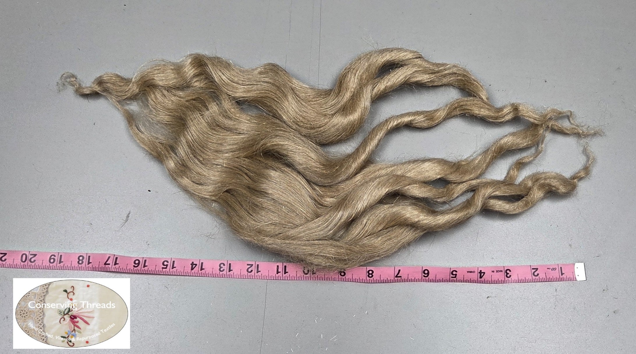 Antique Flax Strick from 1900s. Fine Natural Bast Fiber. 3 oz.