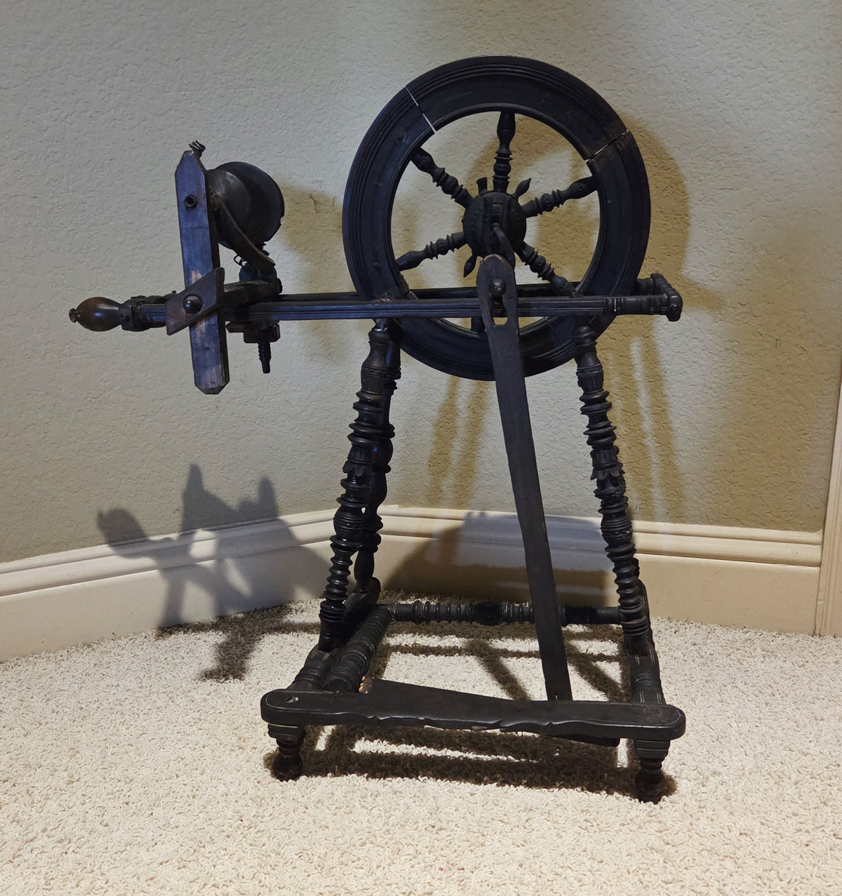 Antique Spinning Wheel 19th Century Small Castle Travel Style