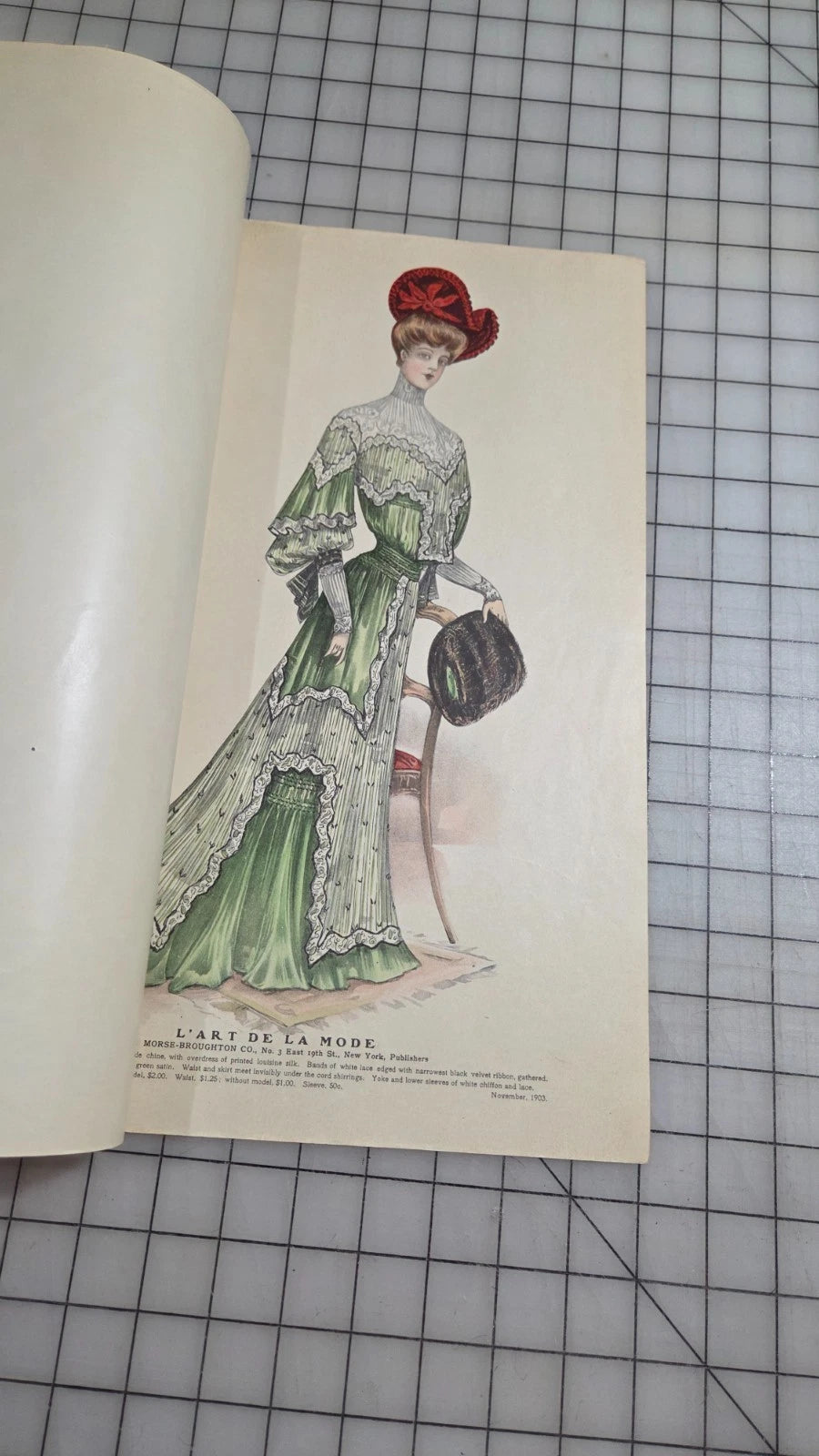 6 Original Antique Color Fashion Plates, L'Art de la Mode August 1904 Catalog