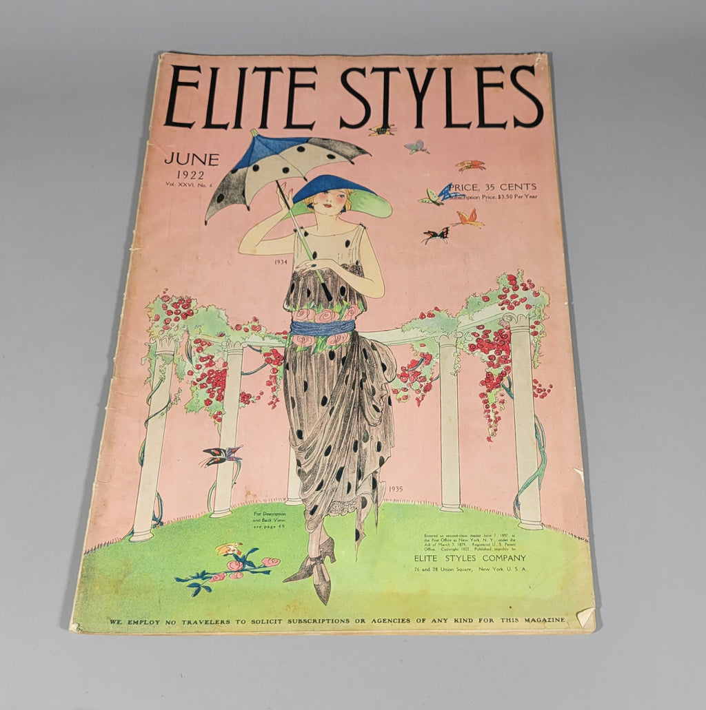 Elite Styles, 1922 June Original Dressmaker Tailor Fashion Public Catalog Ladies