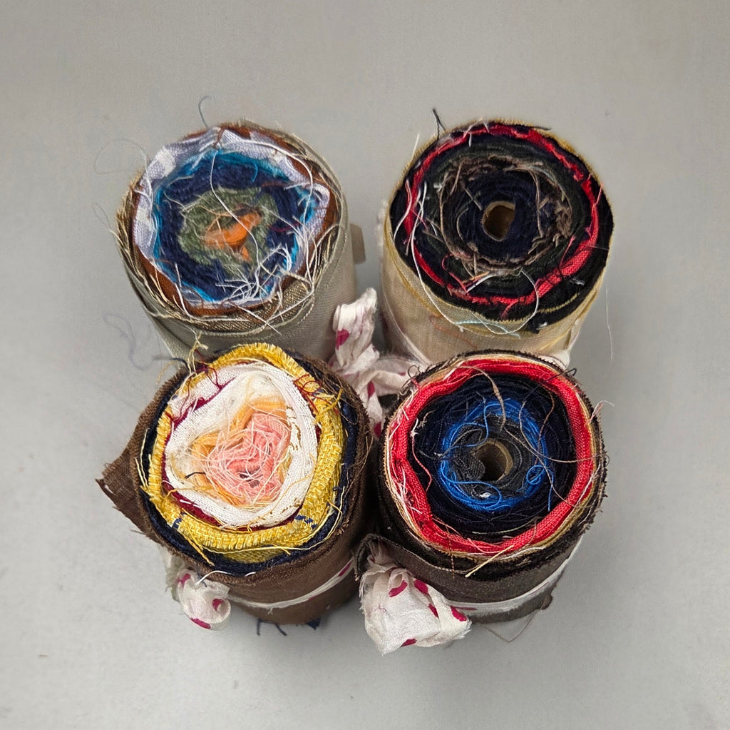Linen Fabric Rolls - Reclaimed Dress Fabrics - 10 Yards x 3" rolls. Various Colors.