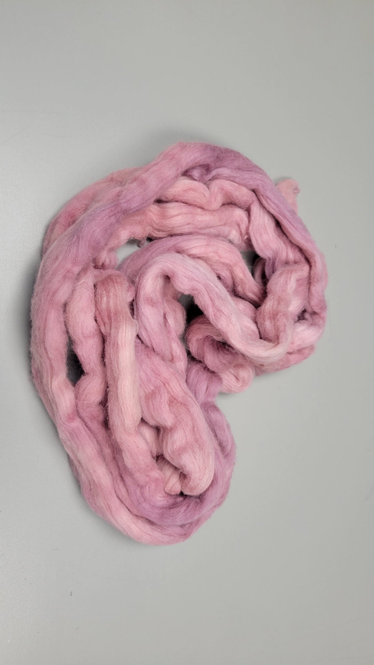 Cotton, 1/2 oz (0.5 ounce) Dyed Conventional Cotton Sliver, Small Batch Studio Dyed (Mauve 7-25)