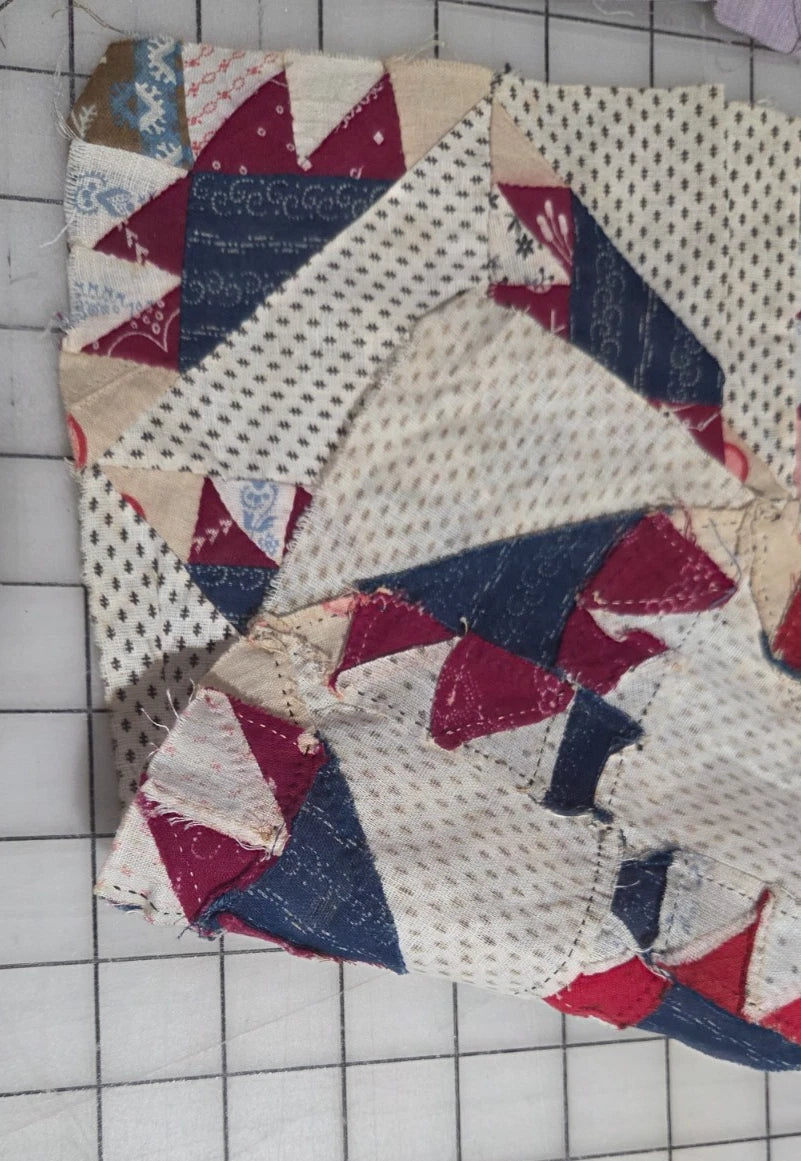 8 - Vintage Patch Quilt Blocks Unfinished Squares. 1900s - 1920s Hand Stitched