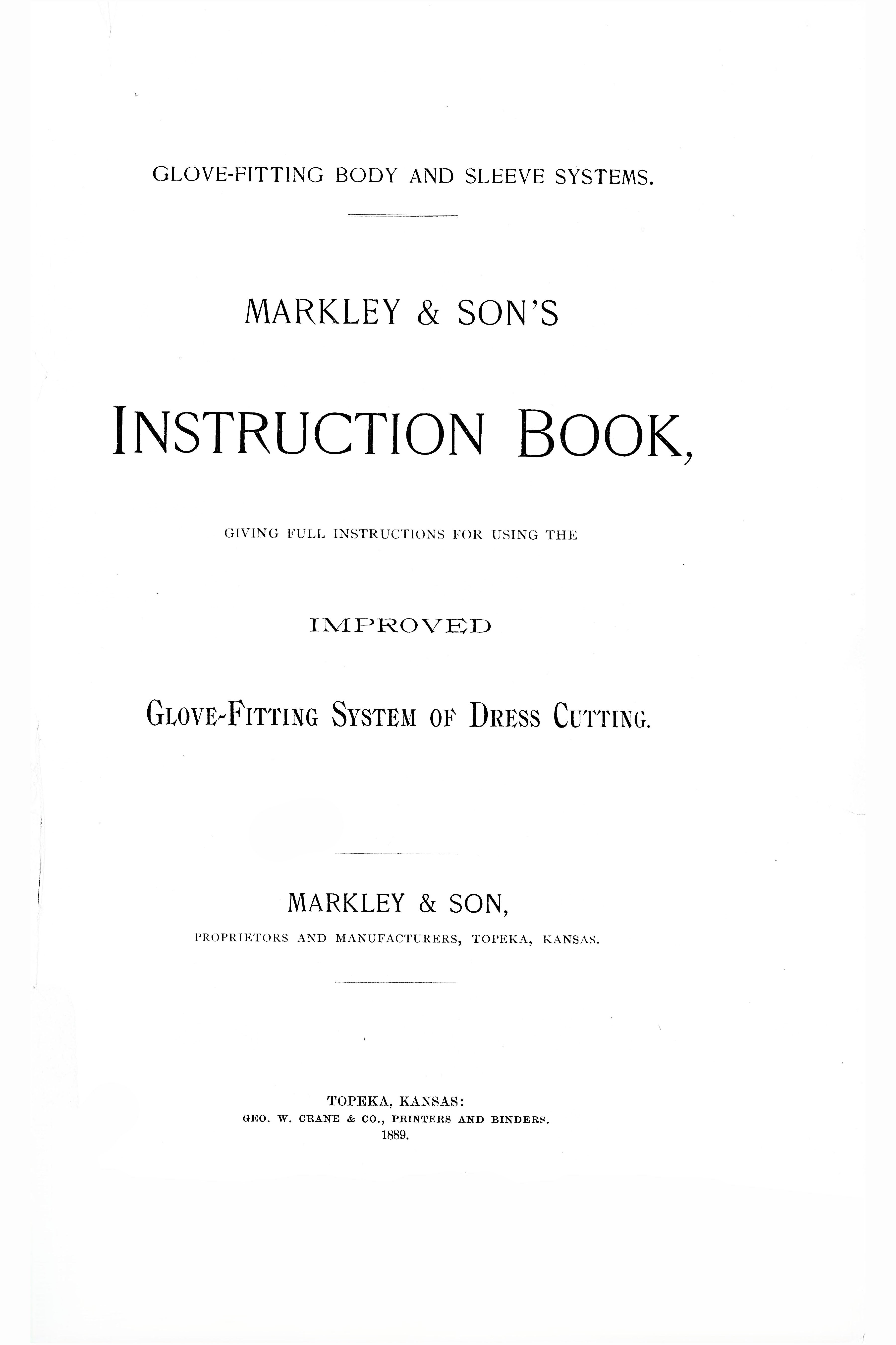 Markley & Sons Instruction Book Instructions for Using the Improved Glove-Fitting System of Dressing Cutting, 1889. E-book DOWNLOAD.📥