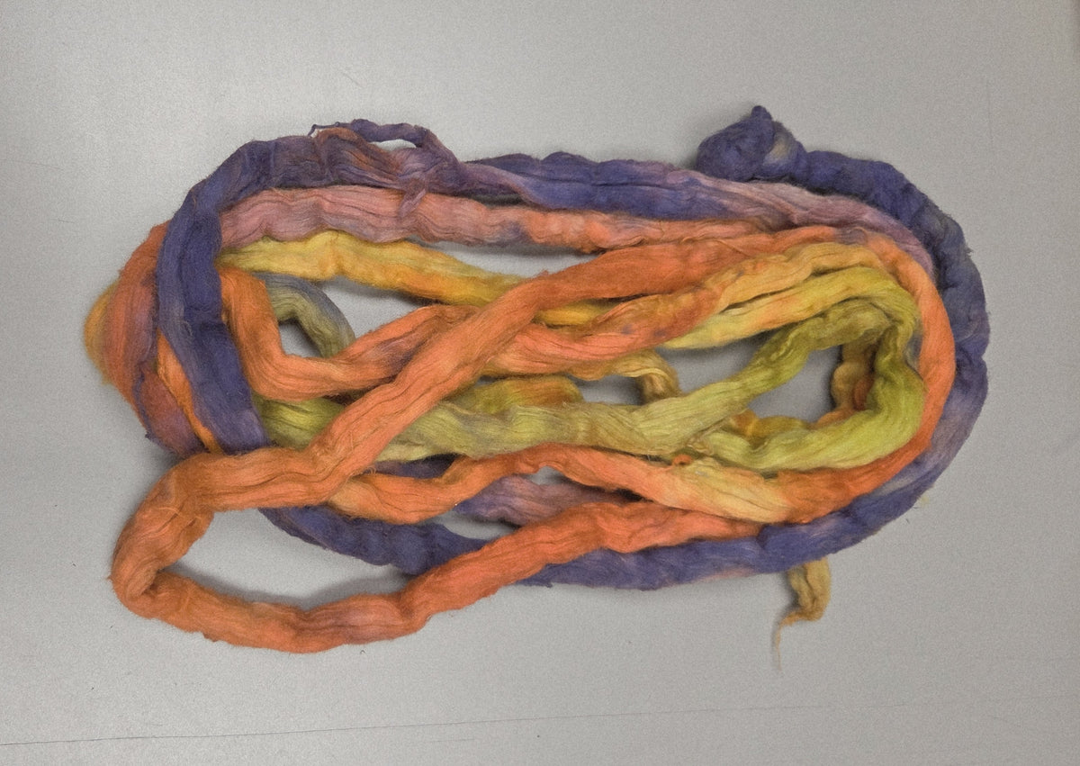 Cotton, 1/2 oz (0.5 ounce) Dyed Conventional Cotton Sliver, Small Batch Studio Dyed (Rainbow)
