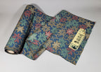 Roll Pre-War Japanese Textile Cotton Fabric Kimono Blue Stamp Celadon Yuki