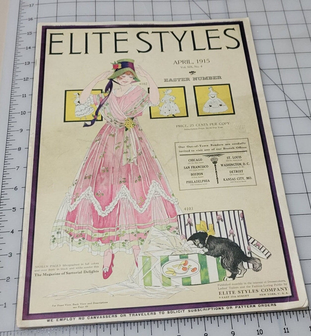 Elite Styles, 1915 April Original Dressmaker Tailor Fashion Catalog Ladies