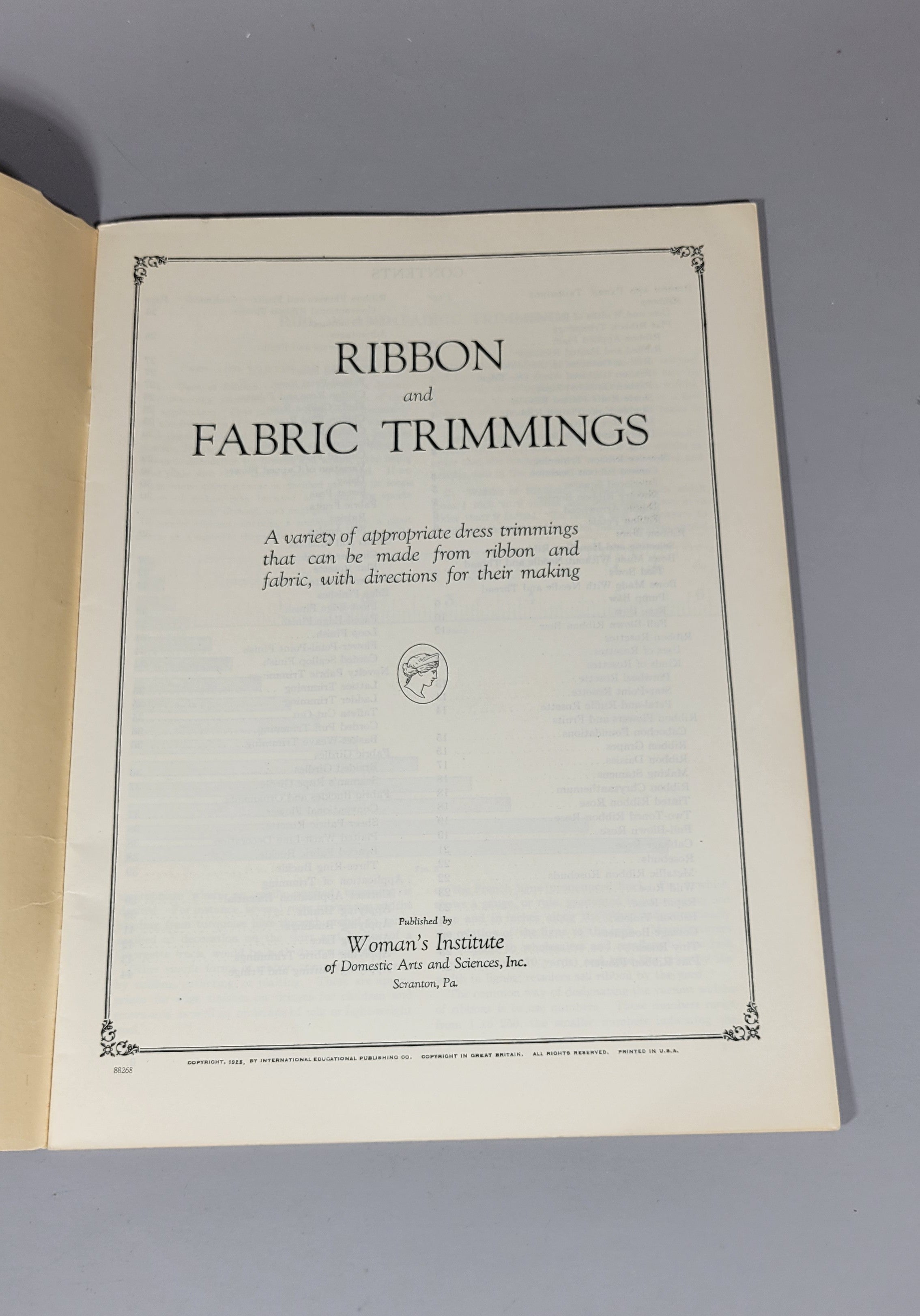 Ribbon & Fabric Trimmings 411 Original Woman's Institute Sewing Book 1920s