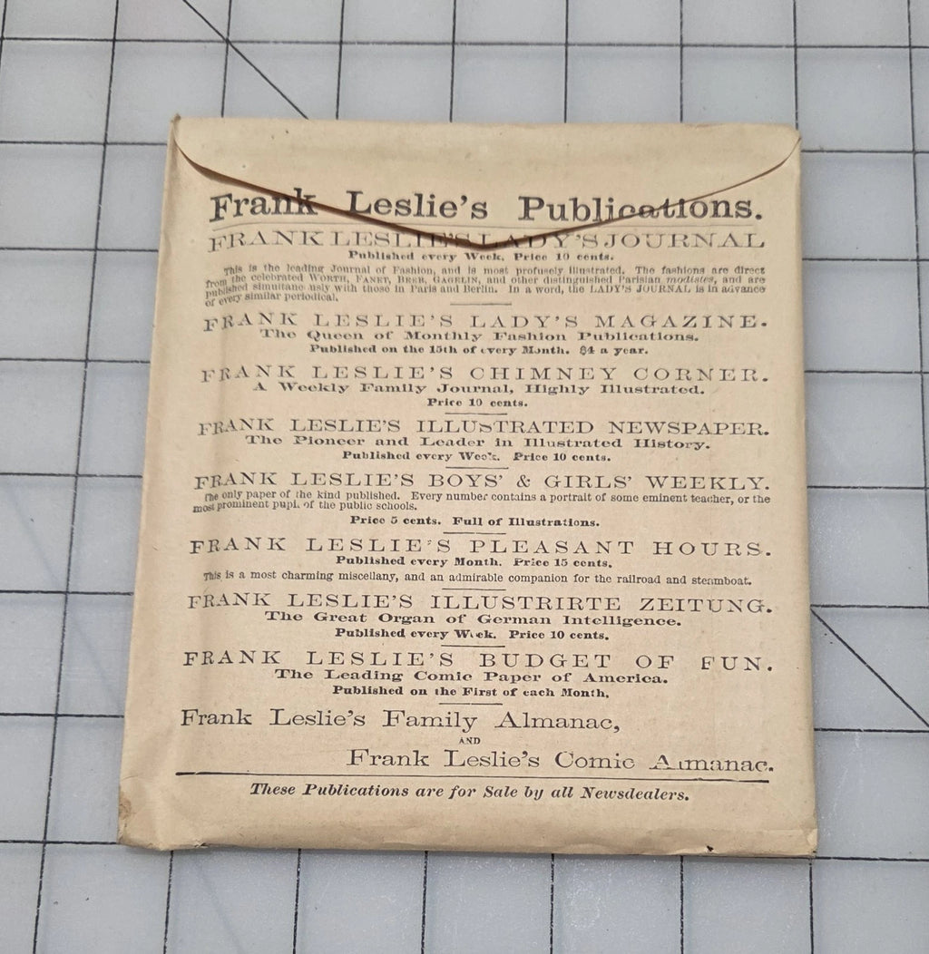Frank Leslie's Lady's Cut Paper Pattern #457 1870s Girls Basque Overskirt Age 10