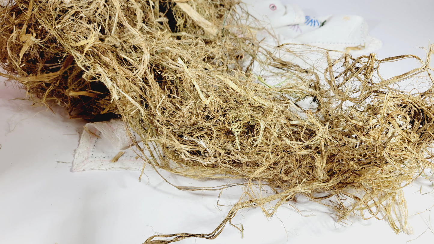 Hemp Fiber Raw UnCombed. USA Grown. 1/2 pound (8 oz). Green Decorticated. Unretted and with Hurd.